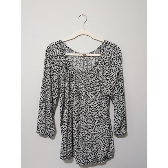 MICHAEL Michael Kors Tops - MICHAEL Michael Kors Peasant Blouse Leopard Print Black Women's Size L Shirt